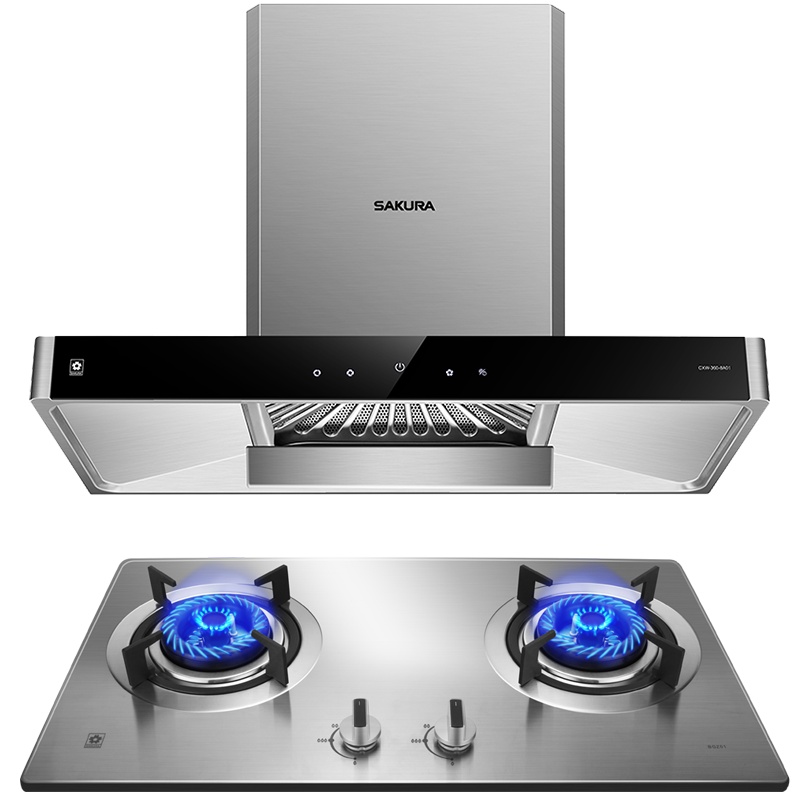 樱花(SAKURA)烟灶套餐 抽油烟机20立方自清洗燃气灶具 欧式顶吸烟机灶具厨电烟灶套装PTC03+BGZ01天然气