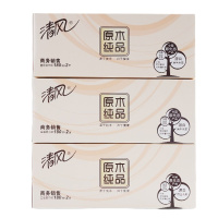 清风 Breeze 原木纯品盒装面巾纸 B339A18 双层 180抽/盒 3盒/提