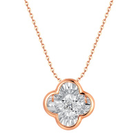 金至福 18K金钻石项链女锁骨链女款爱心项链灵动车花显钻经典小清新 送女友礼物刻字