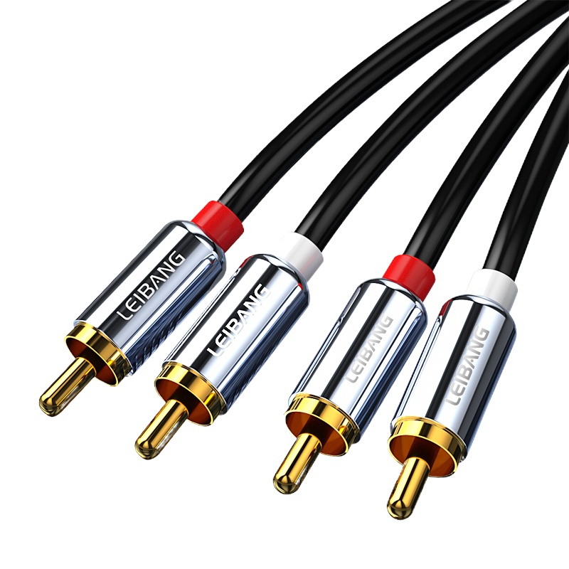磊邦 双莲花头音频线2rca二对二红白梅花插头纯铜信号输出线 10米