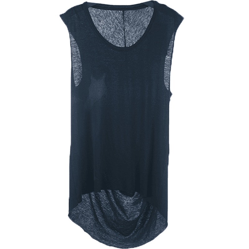 sdeer圣迪奥蓝黑晕染宽松圆摆T恤