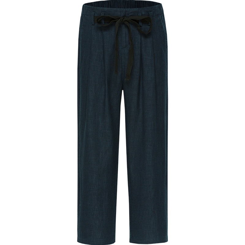 Semir森马2019夏季新款棉麻休闲长裤女宽松甜美蝴蝶结松紧腰少女裤子