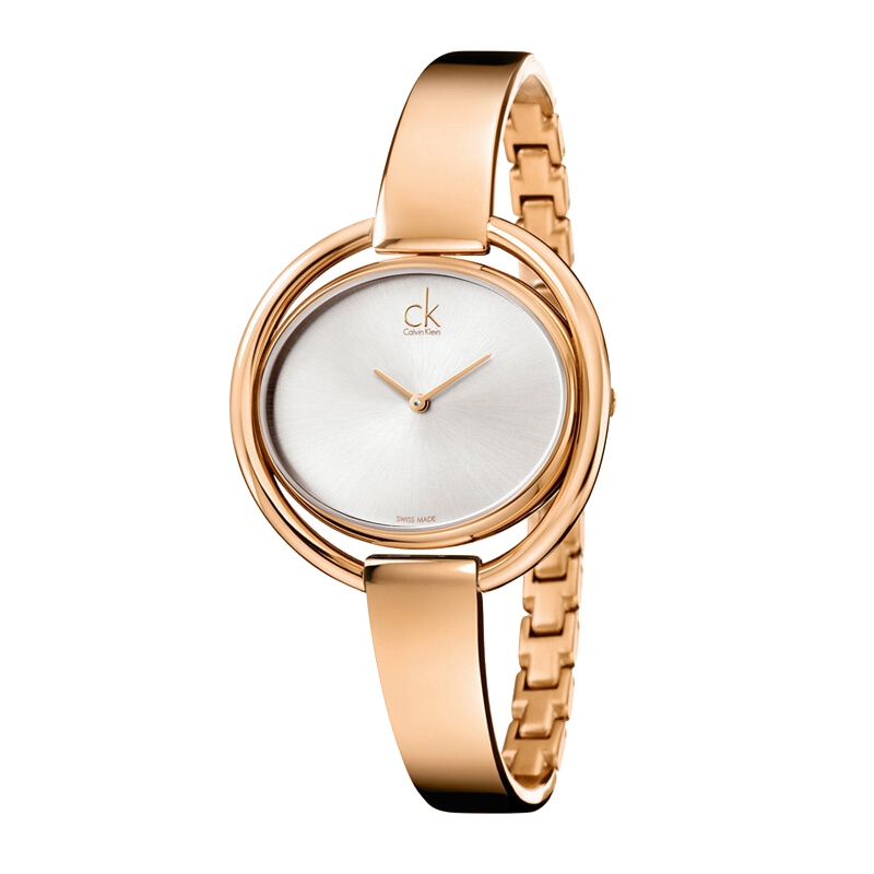 CK手表女士休闲玫瑰金色防水时尚潮流手镯钢带石英表 K4F2N616