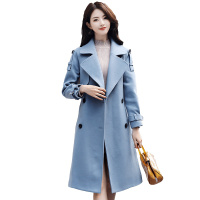 丝柏舍2019冬季女装纯色翻领长袖双排扣中长款大衣S74R0348D