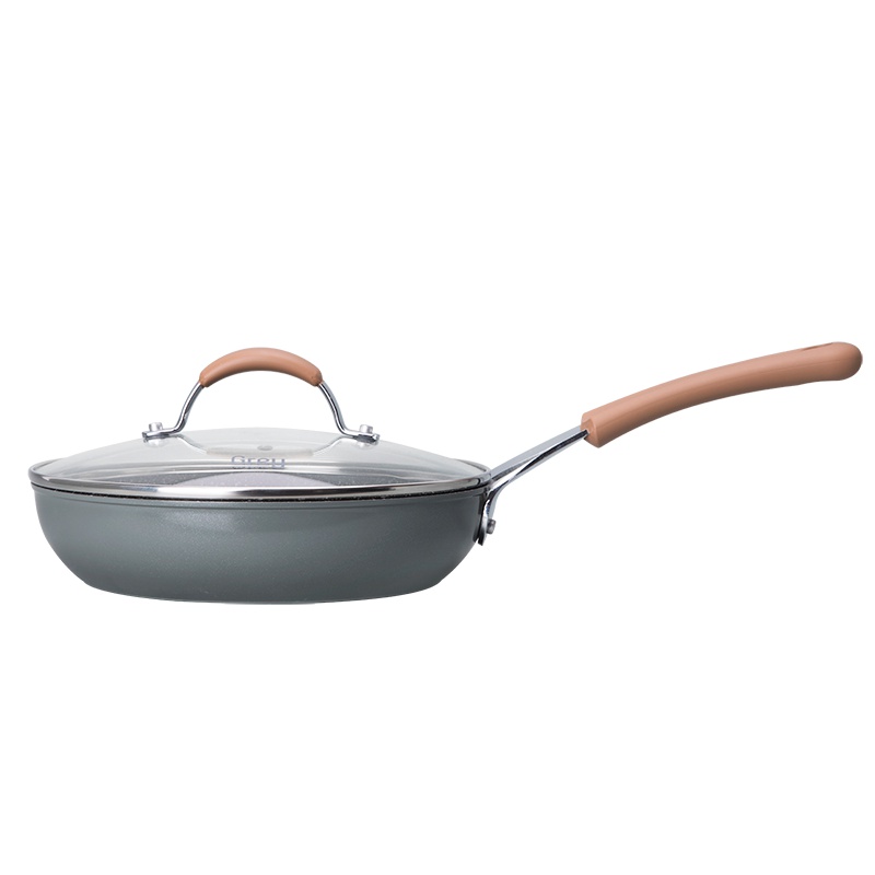 Carote麦饭石不粘锅平底煎锅家用锅具加厚煎饼锅牛排锅平底锅28cm带盖