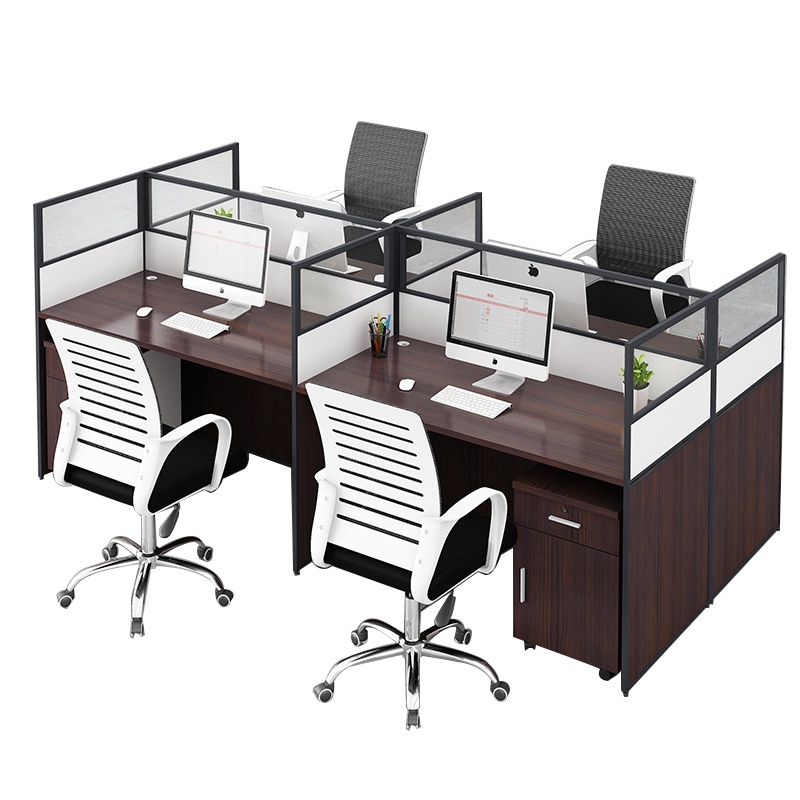 DYUANS 东原办公桌2.4米板式办四人位屏风桌一字型职员电脑桌DY-F2404