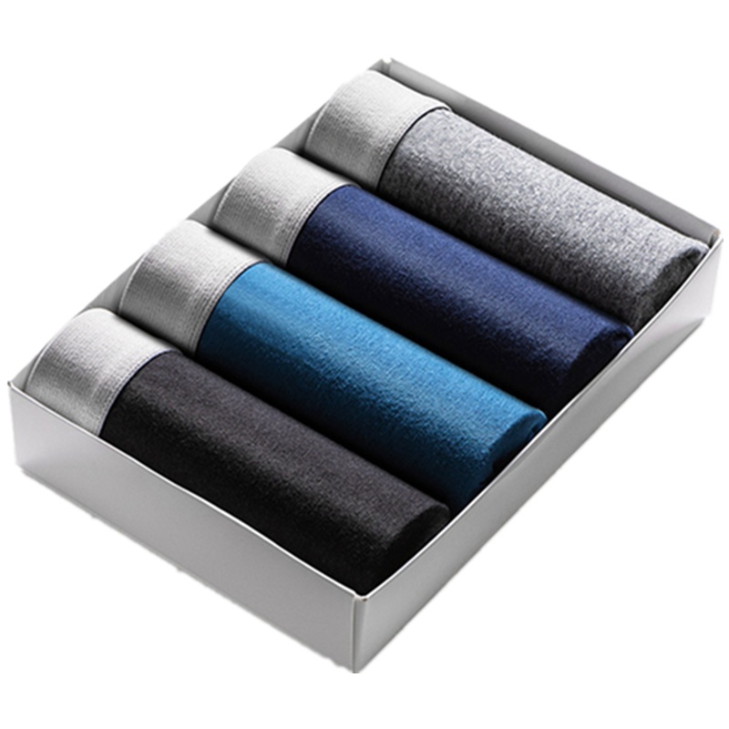 浪莎LangSha内裤男士纯棉中腰平角裤衩弹力棉四角裤头透气舒适个性潮流条纹拼色短裤4条