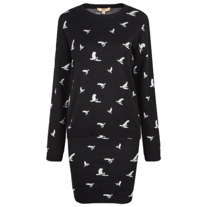 【福利款】拉夏贝尔时尚潮百搭长袖印花短裙两件套装