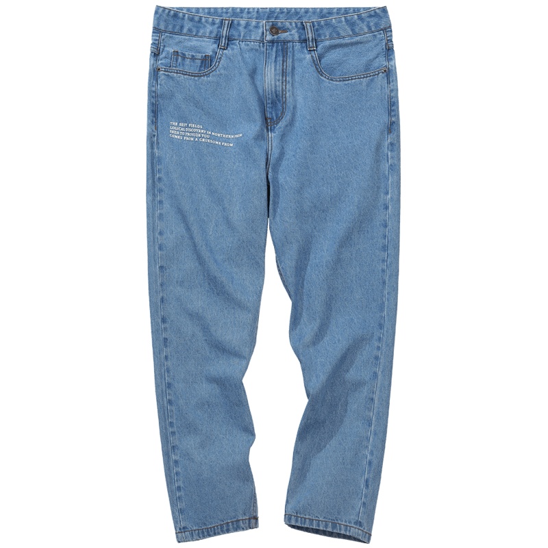 千纸鹤男装裤子2019秋冬新款时尚潮流帅气宽松直筒牛仔裤男80238