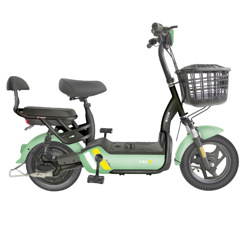 比德文电动车48v12ah可拆卸锂电池小型电瓶车男女电动自行车助力车代步车 云豆 金属松针绿