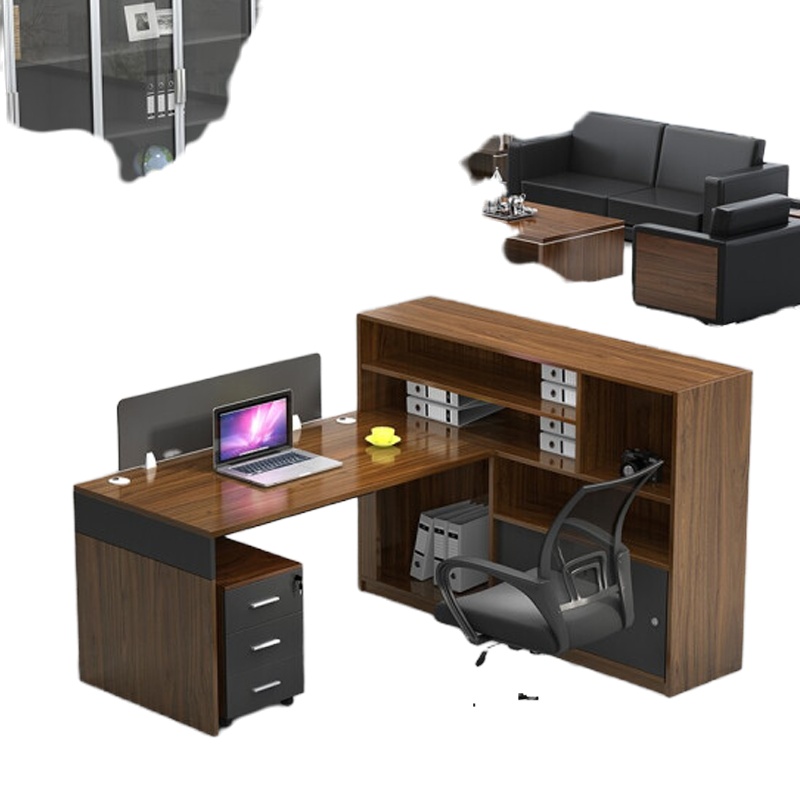 财务办公桌简约现代2/4/6人位屏风隔断职员桌卡座双人办公桌组合 1.7米单人位[左高柜+办公椅]