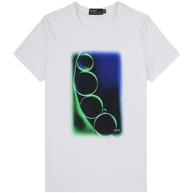 高尔夫(GOLF)3D印花短袖T恤男夏装新款男士短袖圆领白色