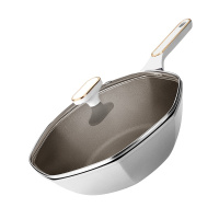 新丰腾网红八角不粘锅炒锅家用多功能炒菜锅平底锅不沾电磁炉燃气灶专用锅八角锅轻奢两件套香槟金