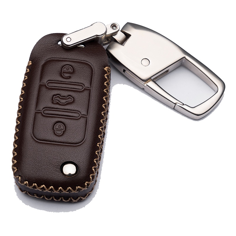 富屯 大众钥匙包新速腾朗逸途观L桑塔纳凌渡宝来迈腾帕萨特汽车钥匙包套 E款黑色金线