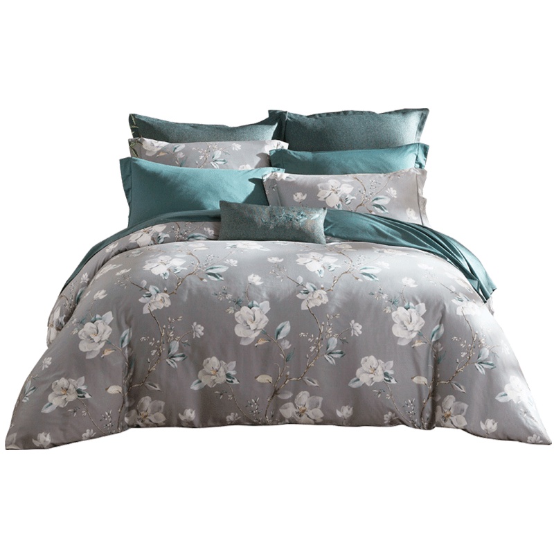 梦洁(MENDALE)家纺 梦洁美颂(MAISON) 磨毛聚暖柔软印花四件套科莫花园 床品套件1.5m1.8m床全棉绗缝