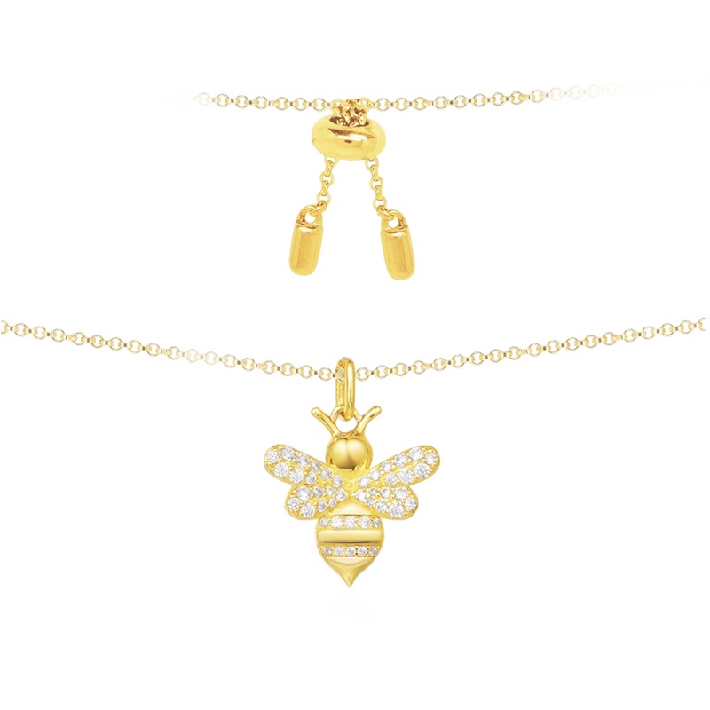 APM Monaco【关晓彤同款】女士 金黄色 银项链配镶晶钻蜜蜂 吊饰 AC3657OXY