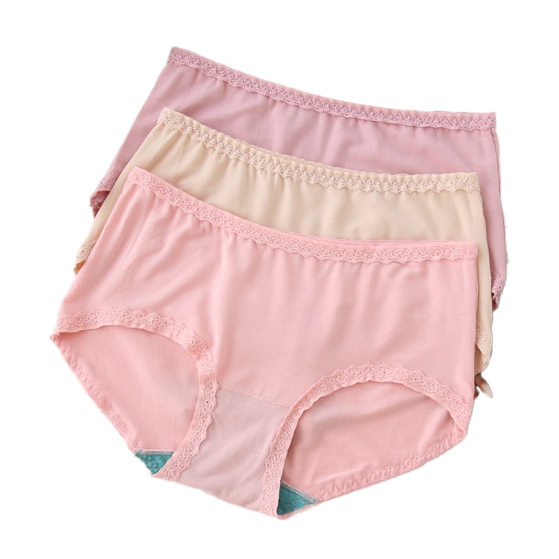 A&B[3条装]ab内裤薄款莫代尔中低腰舒适透气花边女士平脚裤0264