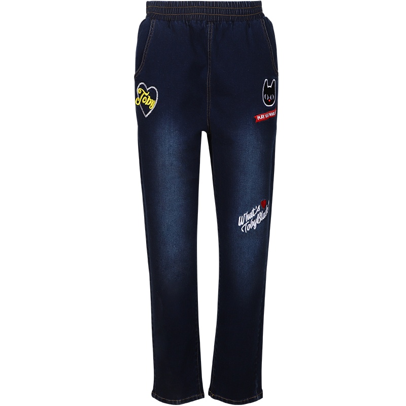 a02新款2020潮流卡通刺绣印花直筒宽松牛仔裤女DTV2D0991PN