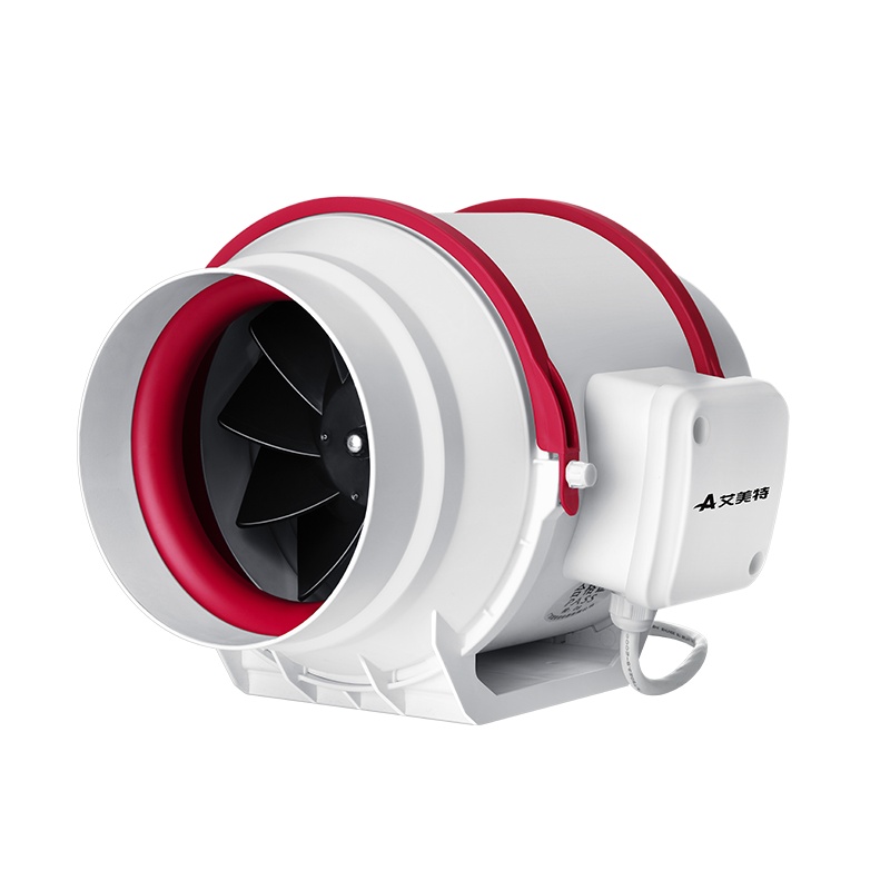 艾美特DPT25-150A管道风机10寸强力排换气扇4寸静音家用厨房油烟卫生间抽换风机排风