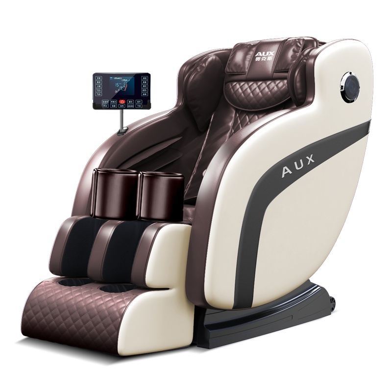AUX/奥克斯豪华按摩椅S680家用全身全自动太空悬浮舱深V零重力小型多功能老人电动沙发颈椎肩腰背部智能揉捏器 顶配棕色