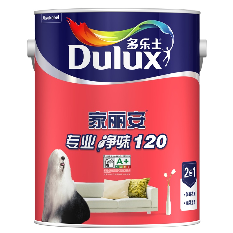 多乐士(Dulux)家丽安专业净味120 内墙乳胶漆 油漆涂料 环保墙面漆 A8666 哑光白色 5L 哑光白色