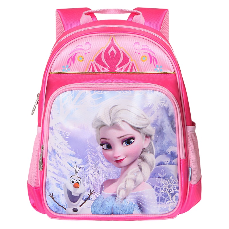 迪士尼(Disney)书包小学生女 耐磨轻盈1-3年级儿童书包 冰雪奇缘系列 粉色FP8012A
