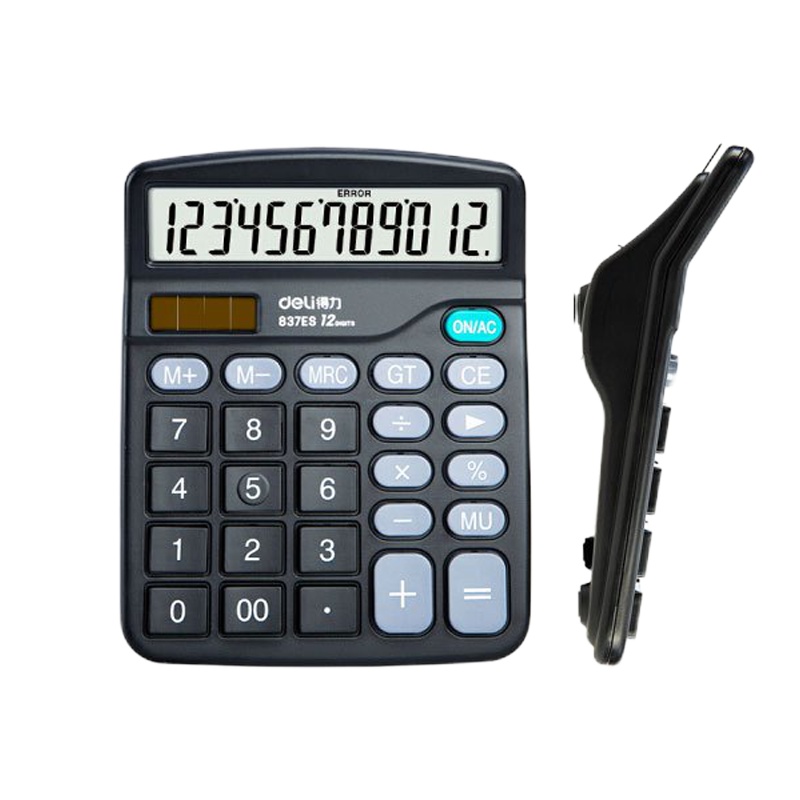 得力(deli)双电源桌面办公计算器 12位大屏幕桌面