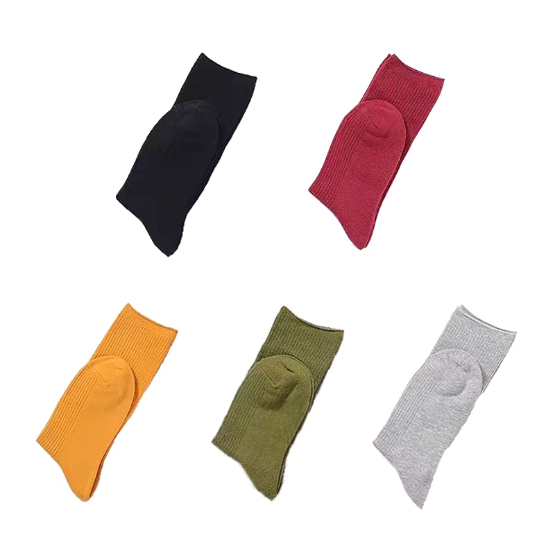 浪莎袜子女中筒袜韩版日系学院风长腿糖果彩色精梳棉松口堆堆袜潮 5双装