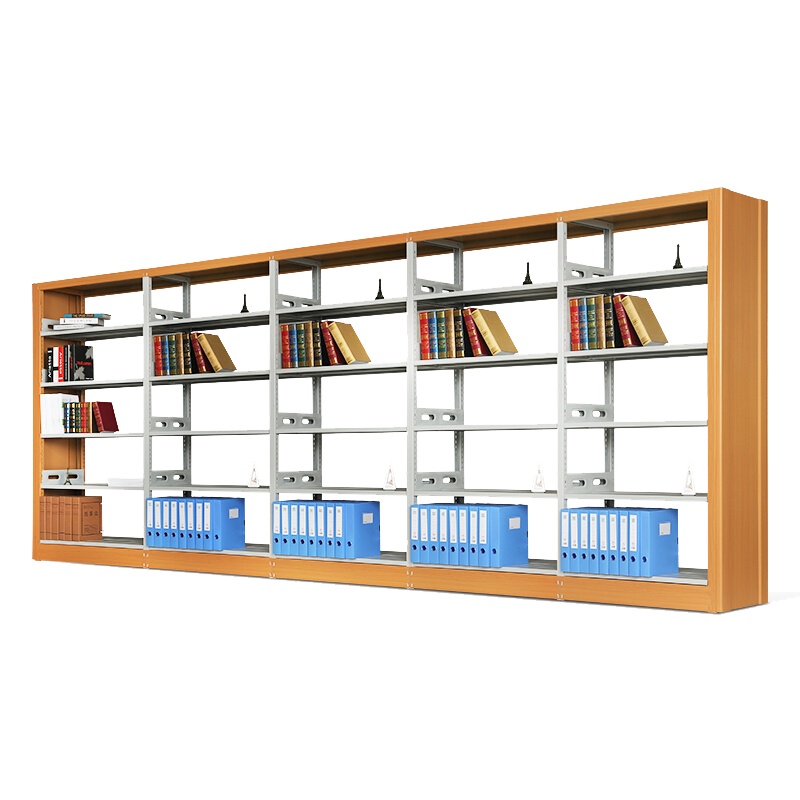 欧宝美钢制转印书架学校图书馆书店书籍室阅览室单面书架资料架一列五组五层 黄色