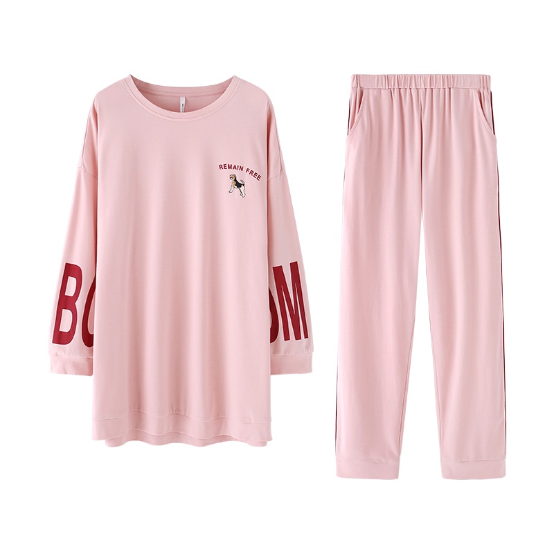 针织优质韩尔棉素色长袖女套装