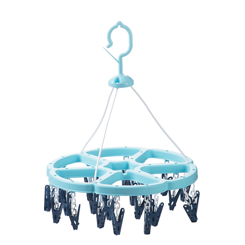 茶花晒架衣架子挂钩多功能塑料圆形家用凉袜子晒袜架多夹子婴儿晾衣架