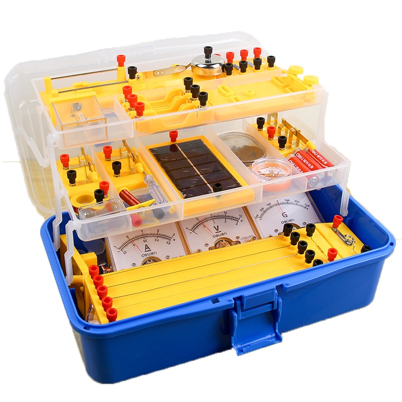 得力(deli)物理电磁学实验箱初中物理电学电路实验器材全套初三八九年级学生用高中物理实验教具学具电磁学科学试验