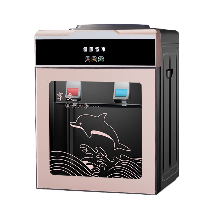 家用饮水机台式小型可制冷制热迷你型冷热两用宿舍桌面即热式饮水 钛金带玻璃门豪华款 温热