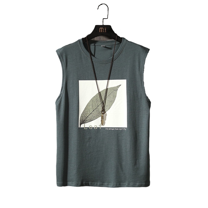 背心男夏季新款韩版潮流圆领宽松学生印花坎肩打底衫青年运动衣服