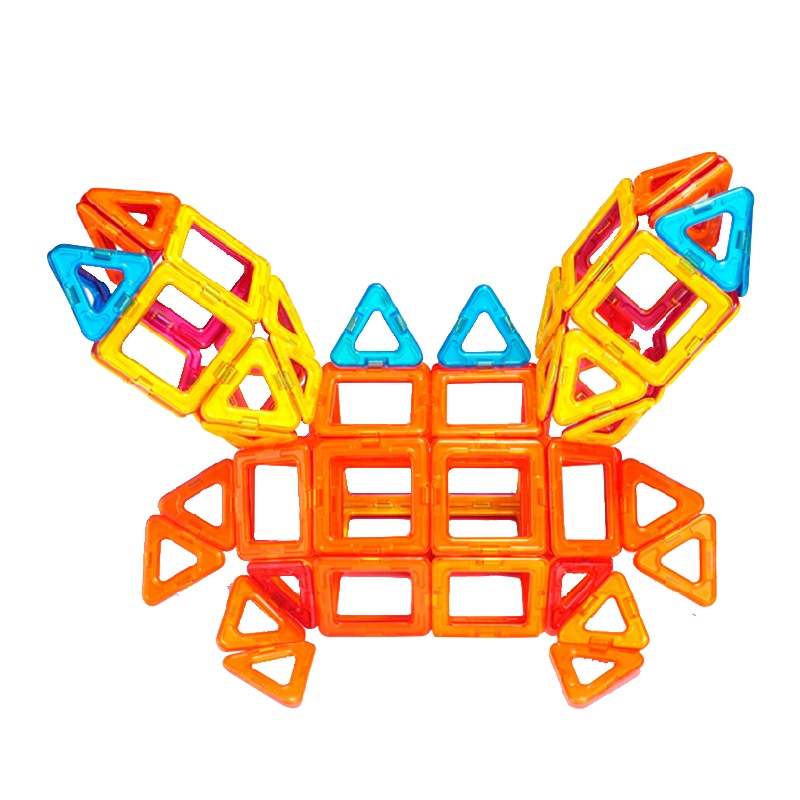 米宝兔磁力片百变提拉磁性积木磁铁拼装建构片益智儿童玩具MB707:异形片96片套装