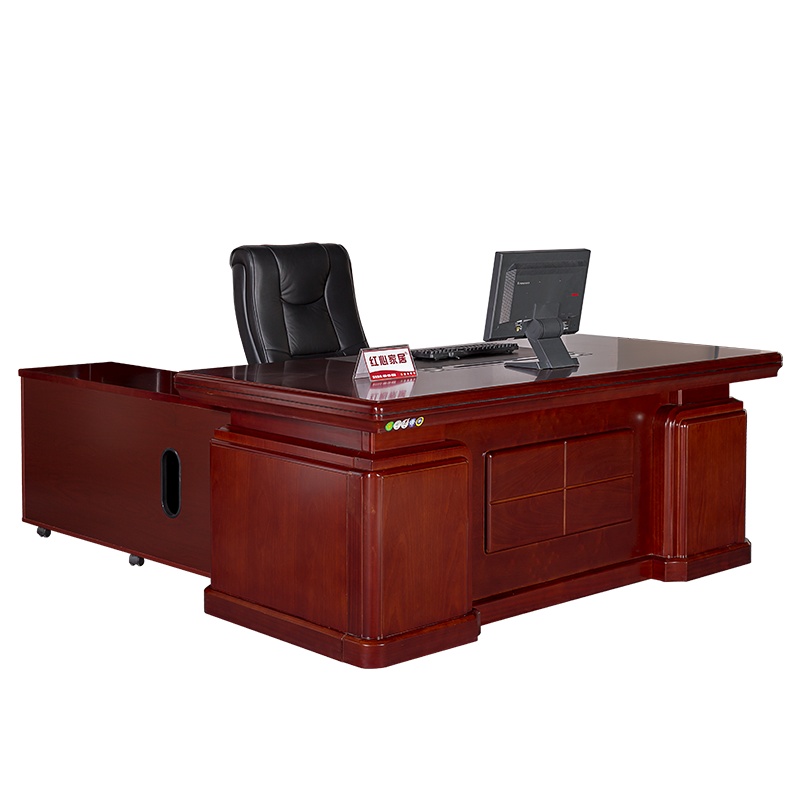 [红心家居]油漆桌办公桌现代中式老板办公桌班桌2.4米大班台