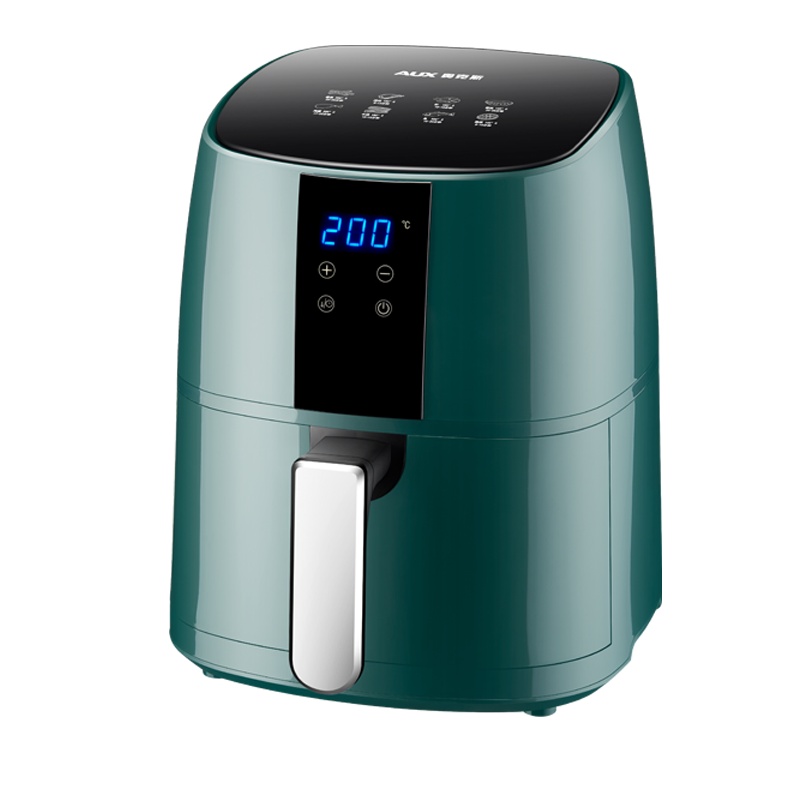 奥克斯(AUX)空气炸锅2199绿色电子款多功能4.5L容量智能电炸锅自动无油烟烘焙迷你烤箱薯条机不沾烤架易清洗无烟炸锅