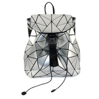 菱格三宅世家(MVO MVO LGSZSJ)韩版学生时尚折叠菱格後背包女小号简约亮片女士双肩包