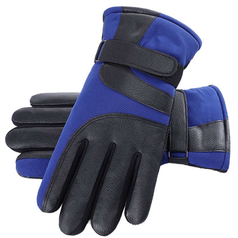 南极人手套男冬季加绒加厚摩托车保暖户外骑行防风触屏骑车男士手套 N18M838 蓝色 均码