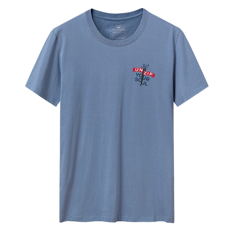 卡帝乐鳄鱼(100%棉) 夏季新款男士圆领短袖T恤左胸字母印花时尚潮流