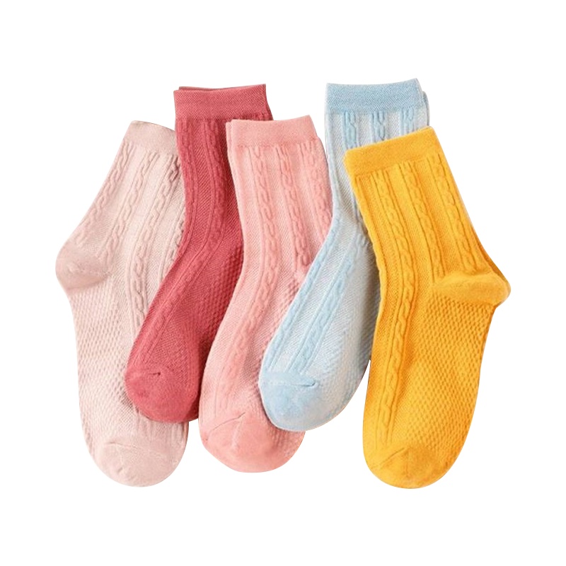 【顺丰配送】10双 春季新款女士中筒袜日系纯色糖果色麻花复古女袜学院风中筒袜 女麻花中筒袜10双