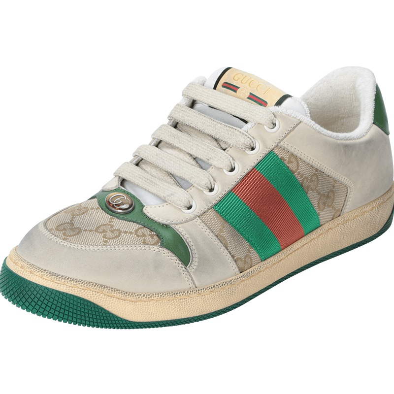 古驰GUCCI Screener 脏脏鞋 经典织带老花546551绿尾 男士低帮鞋运动休闲鞋