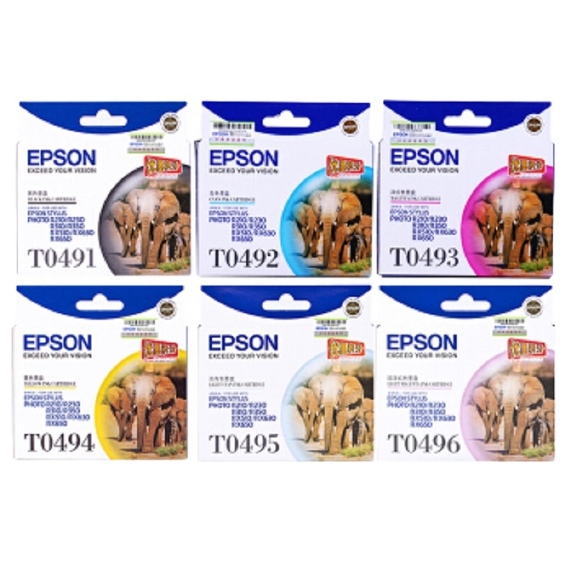 [精选]爱普生(EPSON) T0491-T496墨盒 R210/R230/310/RX510/650 一套装6色墨盒