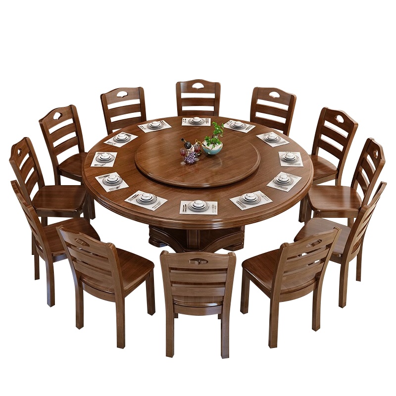 梦商 实木餐桌 圆形餐桌饭桌 十人大餐桌 1500mm 套
