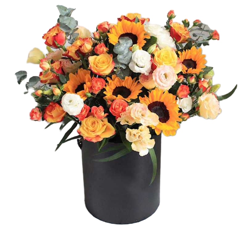 采蝶轩全国配送抱抱桶鲜花向日葵香槟抱抱桶混搭