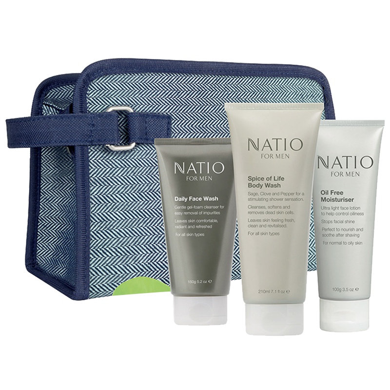 NATIO娜迪奥男士活力面部护肤套装礼盒100g+150g+210g组合滋润呵护清爽去角质澳洲进口