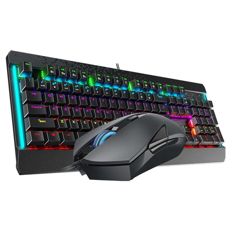 达尔优真机械键盘鼠标套装混光青轴黑轴牧马人有线游戏吃鸡外设电竞LOL/CF 网吧网咖笔记本电脑台式家用办公商务键鼠