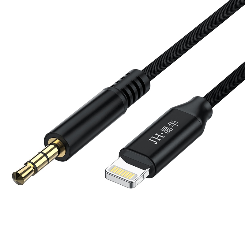 晶华 苹果 Lightning转3.5mm公音频线豪华编织黑色线 iPhone11/7/8/9/Xs/Xr手机车载耳机