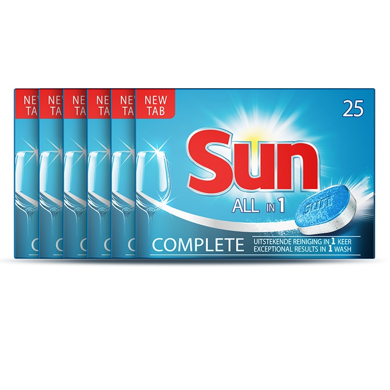 阳光(SUN)洗碗机专用三合一洗涤块清香型438g(25块)*6 【部分商品有效期至2021年5月15日，介意者请勿购】
