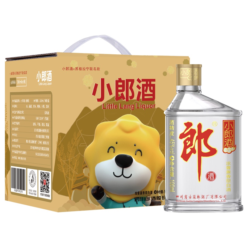 郎酒小郎酒×苏格拉宁联名款 45度100ml*6瓶 箱装 兼香型白酒